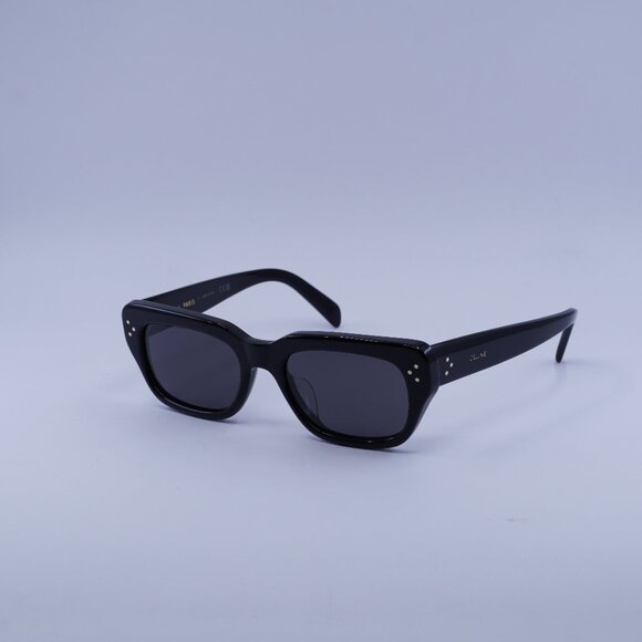 Celine CL40267U 01A Sunglasses Shiny Black Rectangle Frame, Smoke Lenses - Picture 1 of 11